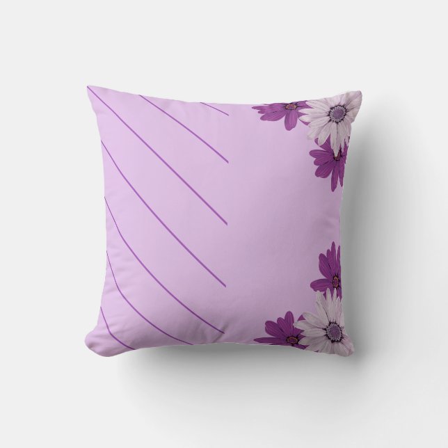 Elegant Purple Pillow with Delicate Floral Design (Front)