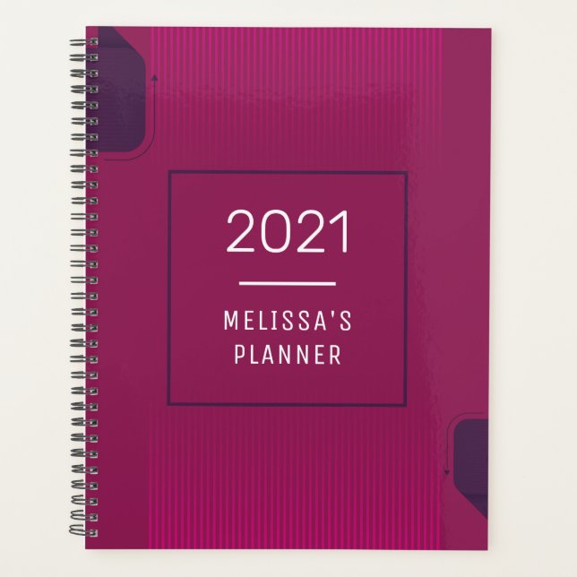 Elegant Purple Pink 2021 Personalised Name Planner (Front)