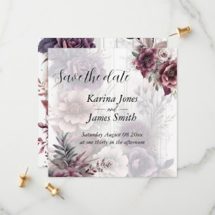Elegant purple, pink, and maroon floral Wedding  Save The Date