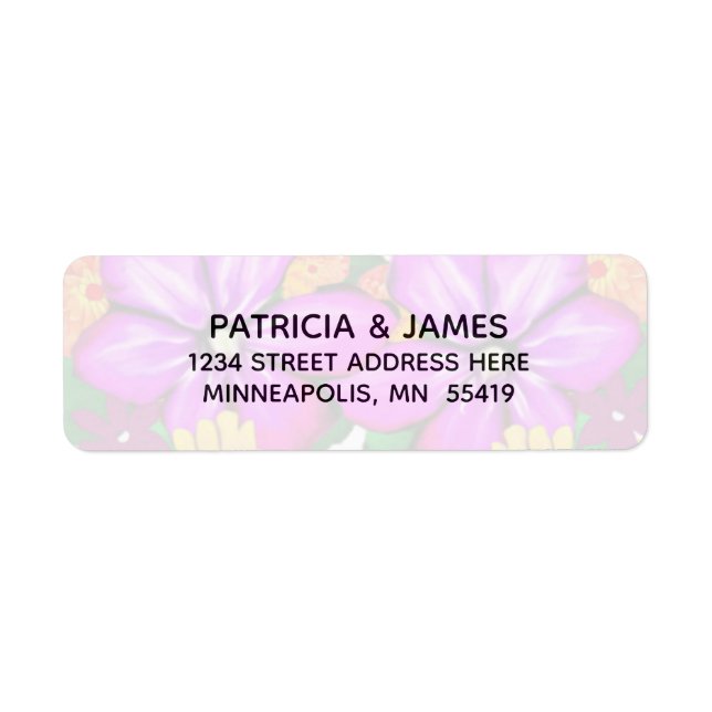 Elegant Purple Pink Floral  Address Return Address Label (Front)