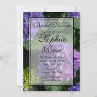Elegant purple pink floral hydrangea bridal shower