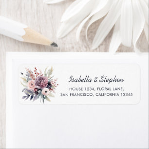 Elegant Purple Pink Floral Return Address Label
