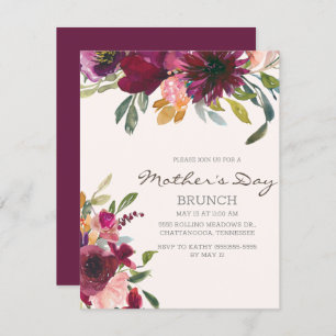 Elegant Purple Pink Floral Script Mother's Day Invitation