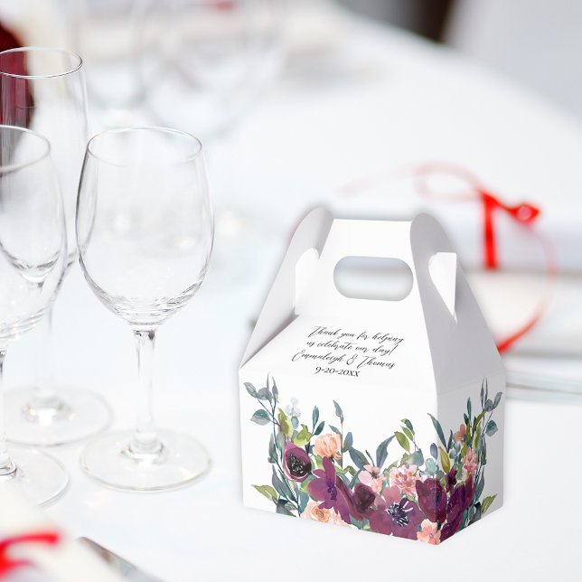 Elegant Purple Pink Floral Wedding  Favour Box (Creator Uploaded)