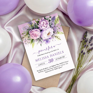 Elegant Purple & Pink Garden Flowers Bridal Shower Invitation