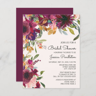 Elegant Purple Pink Gold Floral  Bridal Shower Invitation