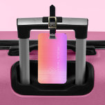 Elegant purple pink monogrammed name modern luggag luggage tag<br><div class="desc">Modern luxury exclusive looking luggage tag on a faux metallic brushed purple pink holographic gradient background with geometric diamond shaped white monogram. Personalise it with your name,  monogram,  and details on both sides!</div>