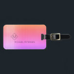 Elegant purple pink monogrammed name modern luggage tag<br><div class="desc">Modern luxury exclusive looking luggage tag on a faux metallic brushed purple pink holographic gradient background with geometric diamond shaped monogram. Personalise it with your name,  monogram,  and details on both sides!</div>