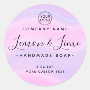 Elegant purple pink round product label
