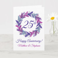 Elegant Purple Pink Wreath 25th Anniversary