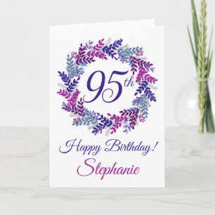 Elegant Purple Pink Wreath 95th Birthday Card
