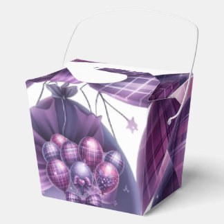 Elegant Purple Plaid Holiday Gift Bag with Bow Favour Box