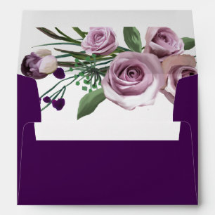 Elegant Purple Plum Rose  Wedding Birthday Envelope