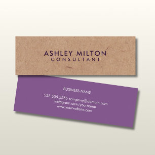 Elegant Purple PRINTED Kraft Consultant Mini Business Card