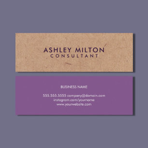 Elegant Purple PRINTED Kraft Consultant Mini Business Card