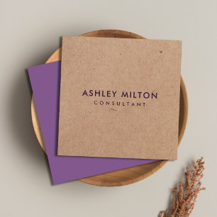 Elegant Purple PRINTED Kraft Consultant Square Business Card