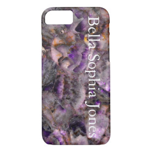 Elegant Purple Quartz marble monogrammed iPhone 8/7 Case