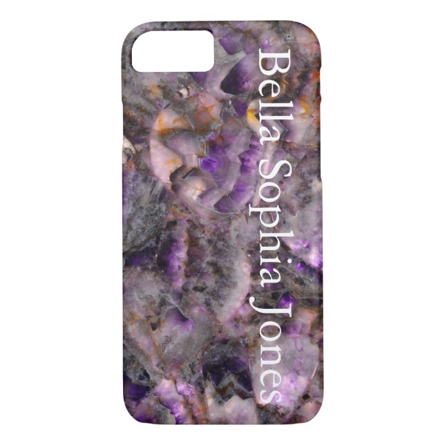 Elegant Purple Quartz marble monogrammed Case-Mate iPhone Case (Back)