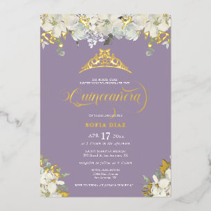 Elegant Purple Quinceañera Floral Gold