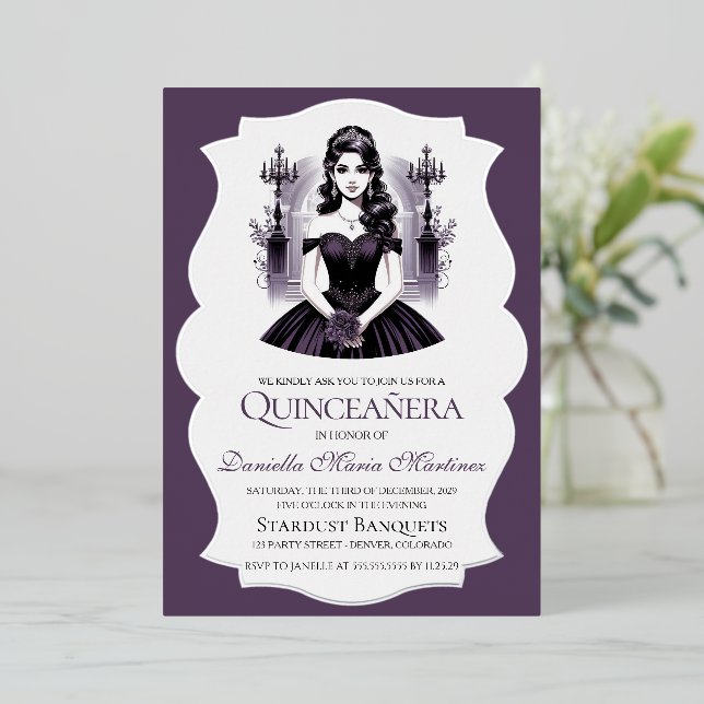 Elegant Purple Quinceañera Girl (Standing Front)