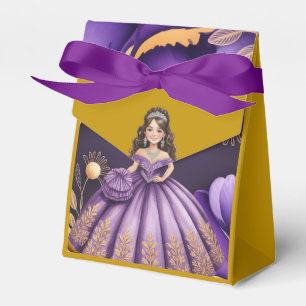 Elegant Purple Quinceañera Girl Art Favour Box
