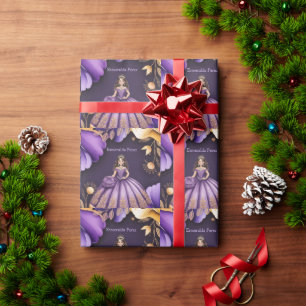 Elegant Purple Quinceañera Girl Art  Wrapping Paper