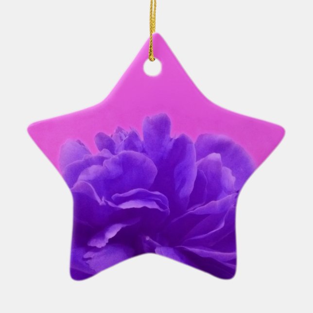 Elegant Purple Raspberry Floral Ceramic Ornament (Front)