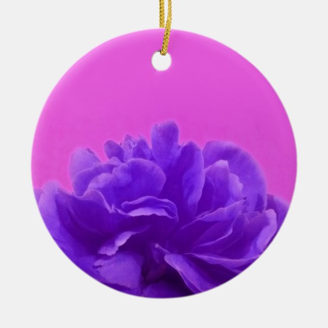 Elegant Purple Raspberry Floral Ceramic Ornament (Front)