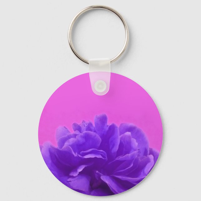 Elegant Purple Raspberry Floral Key Ring (Front)