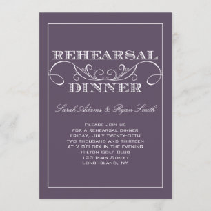 Elegant Purple Rehearsal Dinner Invitation