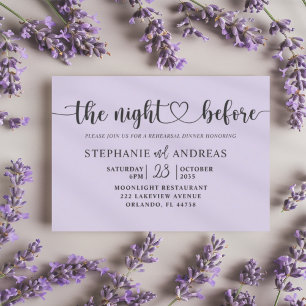 Elegant Purple Rehearsal Dinner Wedding  Invitation