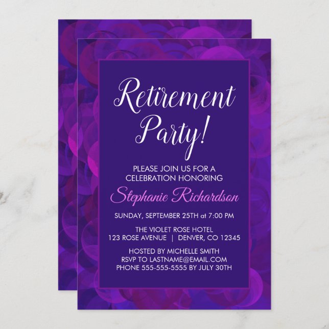 Elegant Purple Retirement Party Invitation (Front/Back)