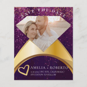 Elegant Purple Ring Save The Date Photo Card