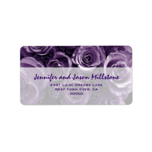 Elegant Purple Rose Bouquet Wedding Label