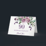 Elegant Purple Rose Floral 90th Birthday Thank You Card<br><div class="desc">Elegant Plum Purple Rose Floral 90th Birthday Thank You Card

Visit our store for Matching items 

Design courtesy of: https://www.etsy.com/shop/SmallHouseBigPony</div>