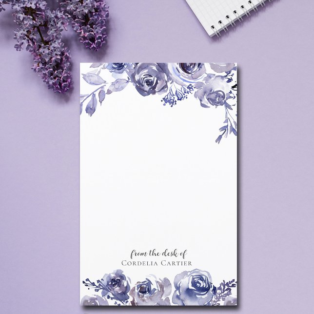 Elegant Purple Rose Floral Custom Stationary Paper (Creator Uploaded)