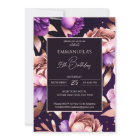 Elegant purple rose gold floral birthday template