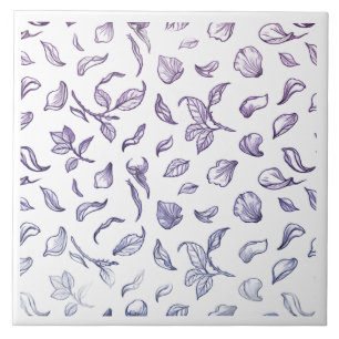 Elegant Purple Rose Petal Pattern Ceramic Tile - 