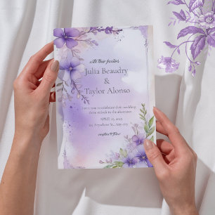 Elegant Purple Rose Wedding Invite