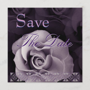 Elegant PURPLE Rose Wedding Save Date Invitation