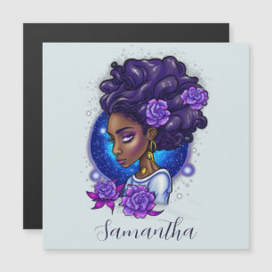 Elegant Purple Roses Afro Woman