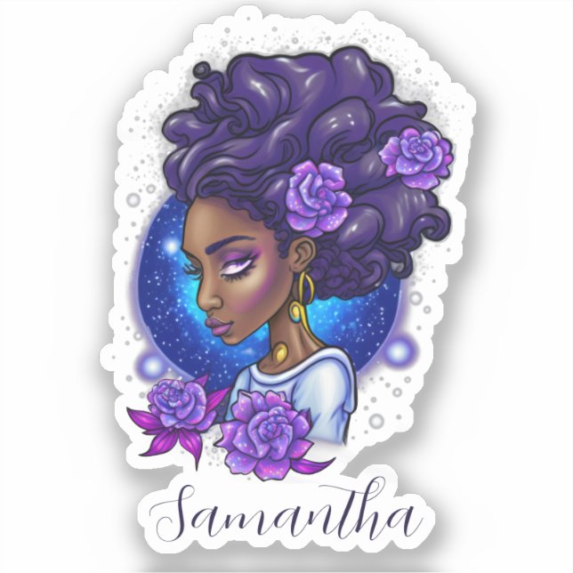 Elegant Purple Roses Afro Woman (Front)