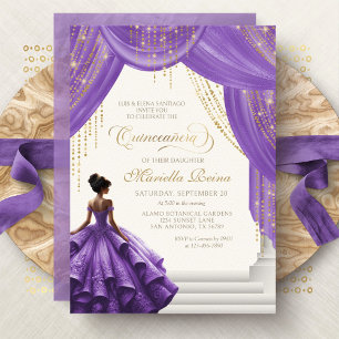 Elegant Purple Royal Fairytale Quinceanera Invitation