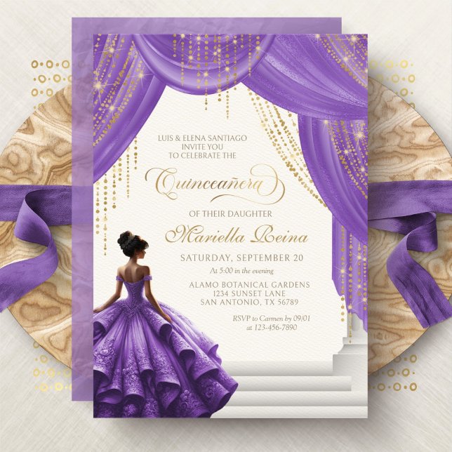 Elegant Purple Royal Fairytale Quinceanera Invitation (Creator Uploaded)