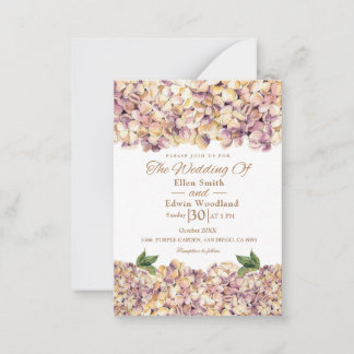 Elegant Purple Rustic Hydrangea Wedding Invitation