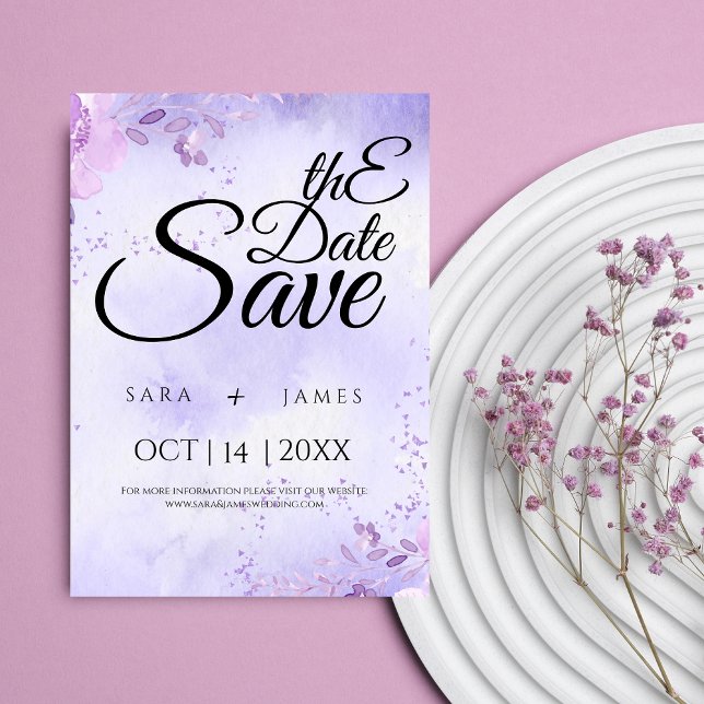 Elegant purple Save the Date Announcement Card (Creator Uploaded)