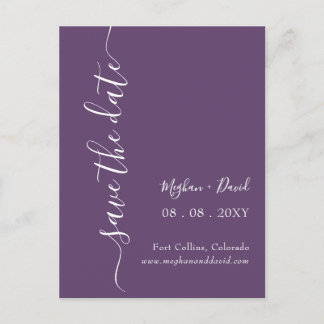 Elegant Purple Save the Date  Announcement Postcard