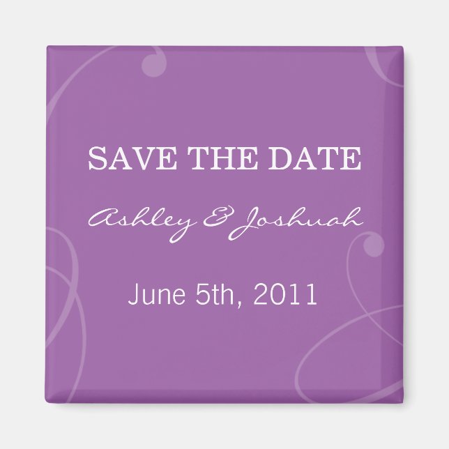 Elegant Purple Save The Date Magnets (Front)