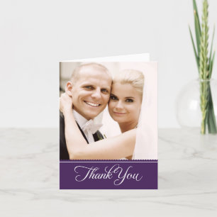 Elegant Purple Scalloped Wedding Photo Thank You Card