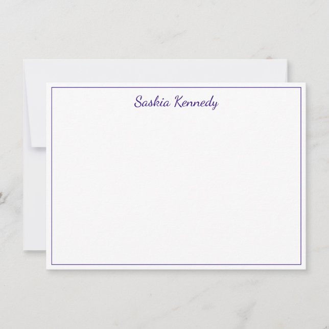 Elegant Purple Script Border Personalised Card (Front)